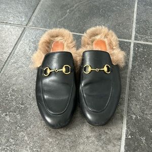 Gucci fur mules
